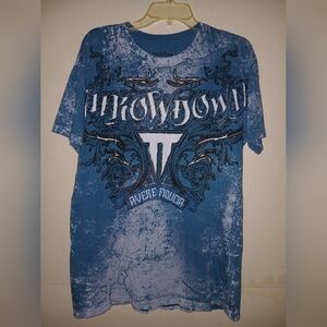 THROWDOWN mens LARGE blue Tee